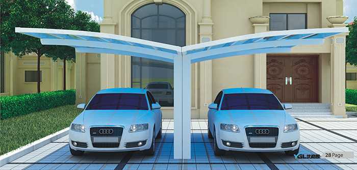 單邊背撐式雙車位汽車車棚