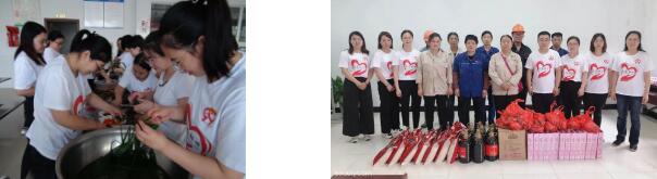 包粽子，慰問困難職工