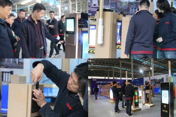 眾人到大廳展示區(qū)參觀行業(yè)產(chǎn)品，近距離感受新品所帶來的魅力