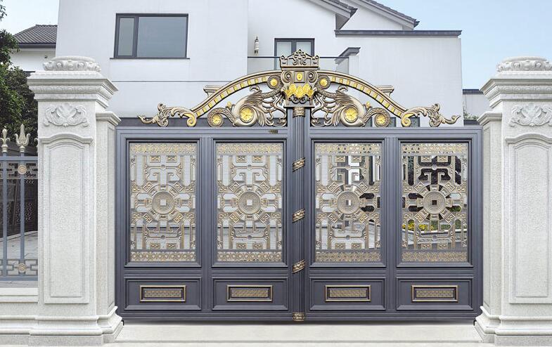 許昌出安智能鋁藝大門安裝在卓建水岸金城大門口