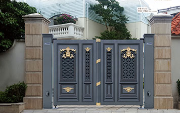 智能平行門(mén)938-PK2雙開(kāi)（深灰+花件描邊）