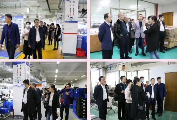 領(lǐng)導(dǎo)們一行在陳董、劉總等公司領(lǐng)導(dǎo)的陪同下，先后參觀了立林生產(chǎn)車間和實(shí)驗(yàn)室